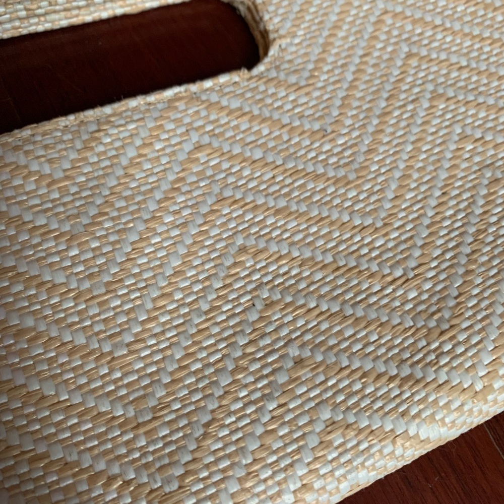 Giannini Clutch Handbag Woven Chevron Beige Structured Magnetic Snap Purse - Picture 2 of 8